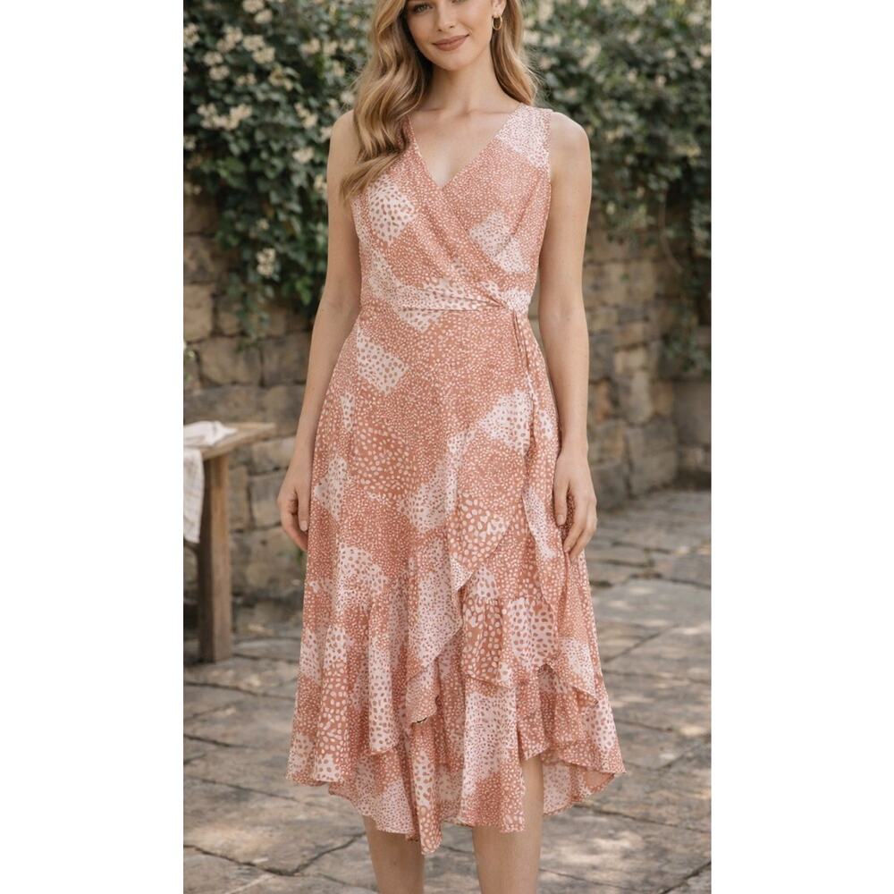Pink Medium Dress Maxi High-Low Lined Zip-Back
